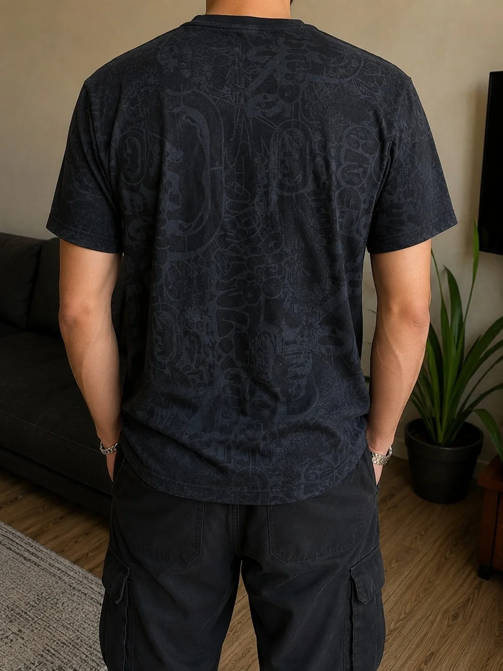 Ecko Unlimited Black Tee with White Graffiti Logo